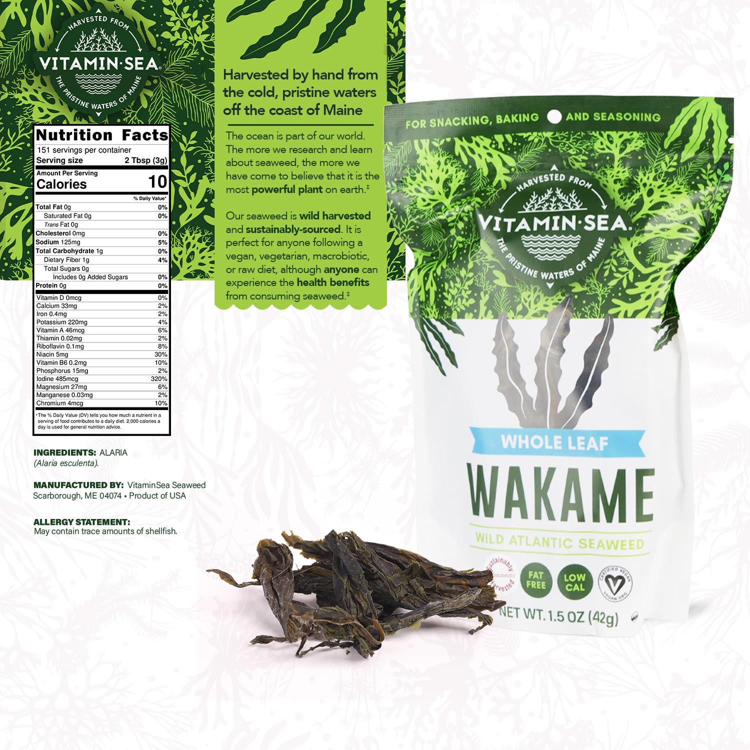 Amazon.com: VITAMINSEA Wakame Dried Seaweed | Wild North Atlantic
